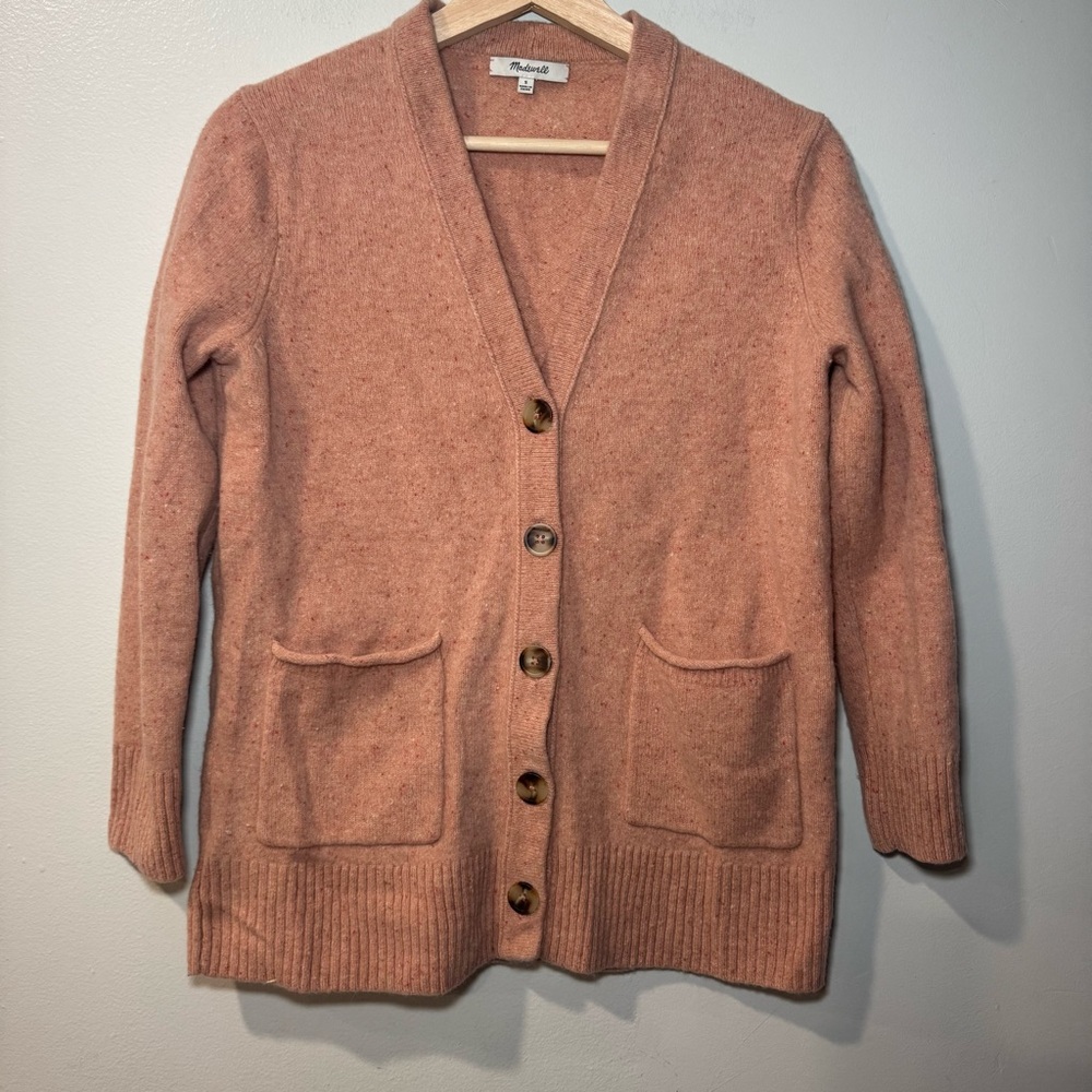 Madewell Donegal Maysfield Cardigan Sweater 100% Wool Pink Size S